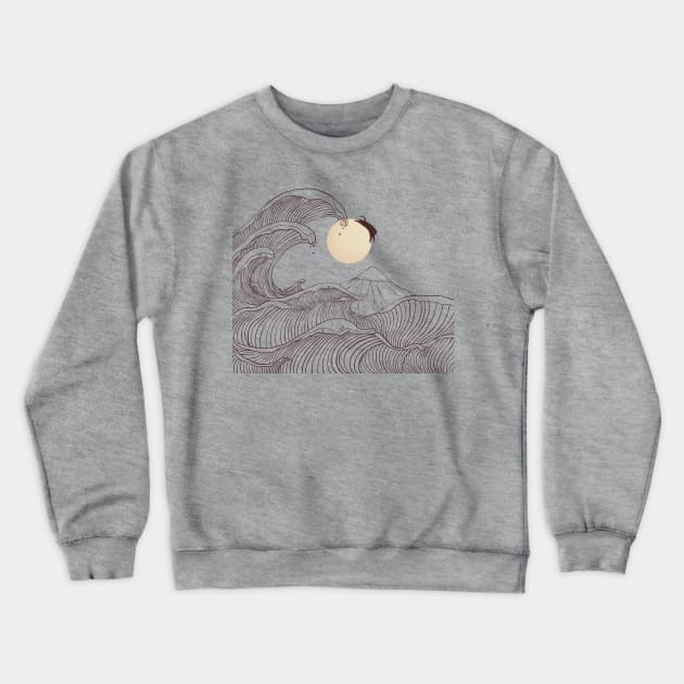 The great wave of black cat moonlight Crewneck Sweatshirt by Chewbarber